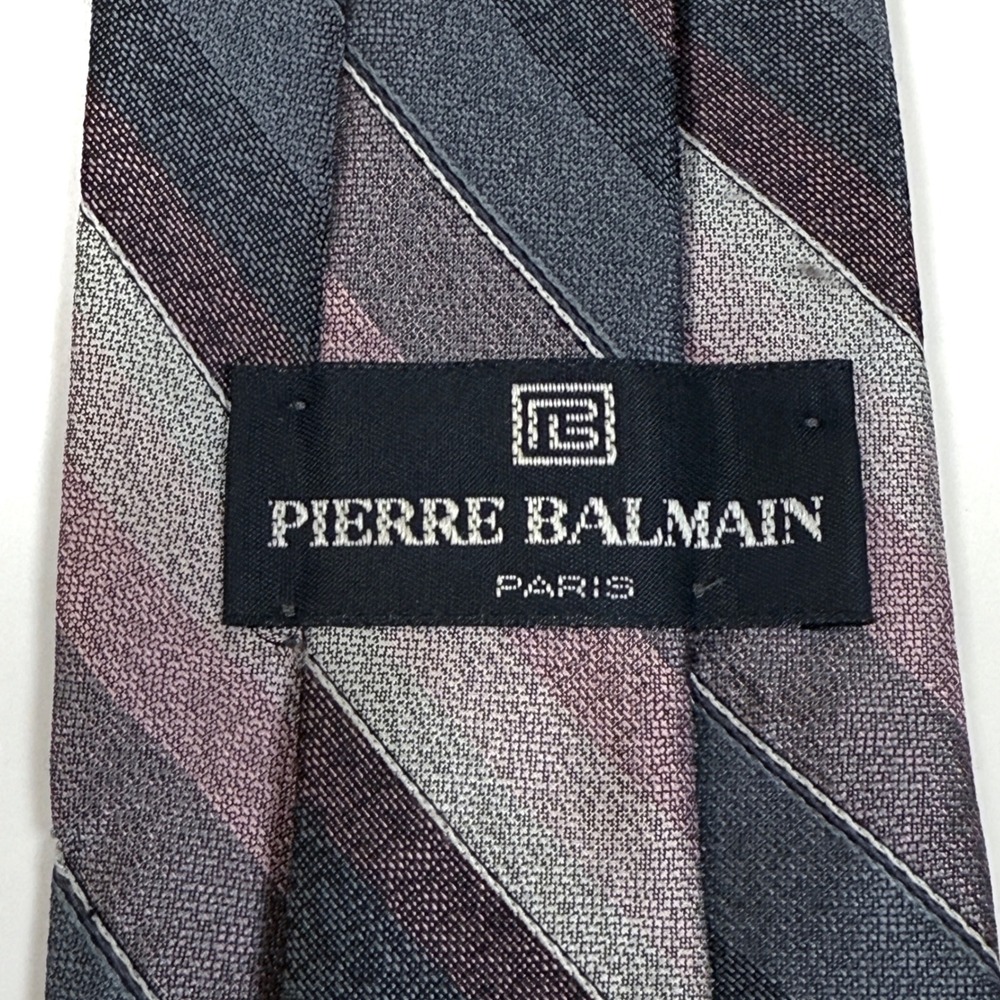 Pierre Balmain Paris‎ Men's Striped Diagonal Silk Necktie W: 3.5"